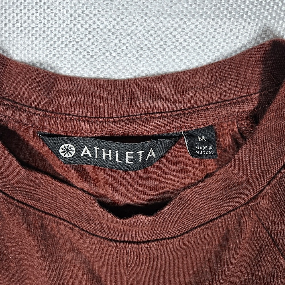 Athleta Presidio Ruched Dress Mahogany Brown Cotton Stretch Medium Summer - Picture 4 of 7